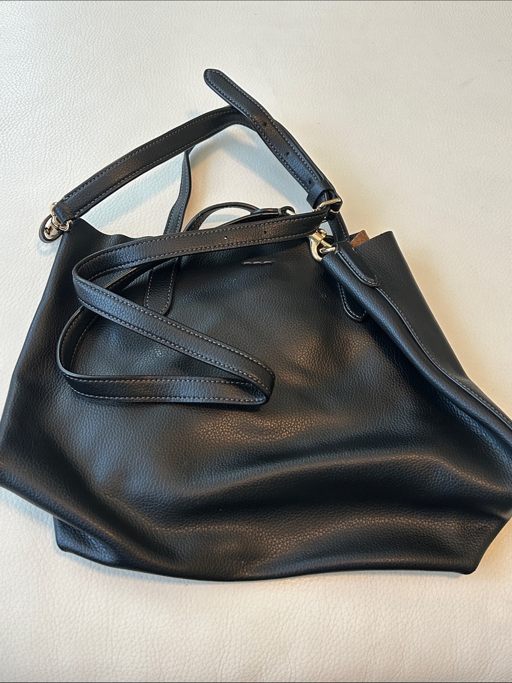Coach Black Leather Tote with Gold Logo Accent - Picture 3 of 4